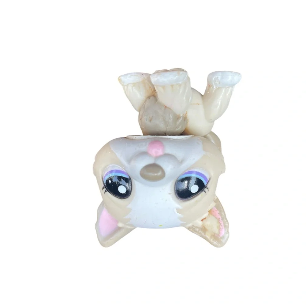 Authentic Littlest Pet Shop LPS #1817 Siberian HUSKY Cream White Dog Purple Eyes
